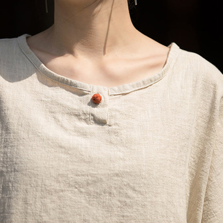 Buddha Stones Causal Half Sleeve Ramie Linen Cotton T-shirt Tee - image 26
