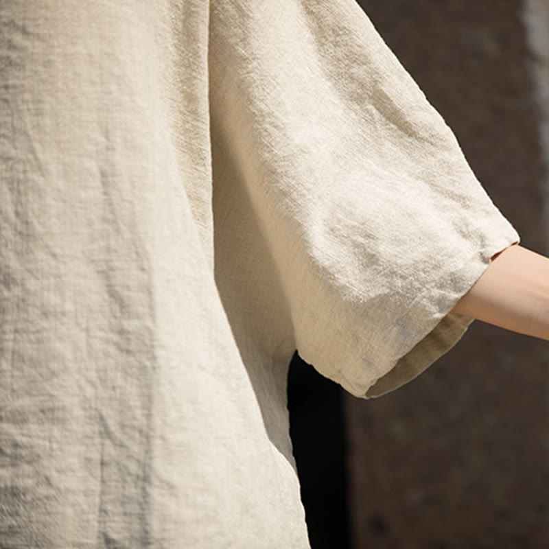 Buddha Stones Causal Half Sleeve Ramie Linen Cotton T-shirt Tee - image 27