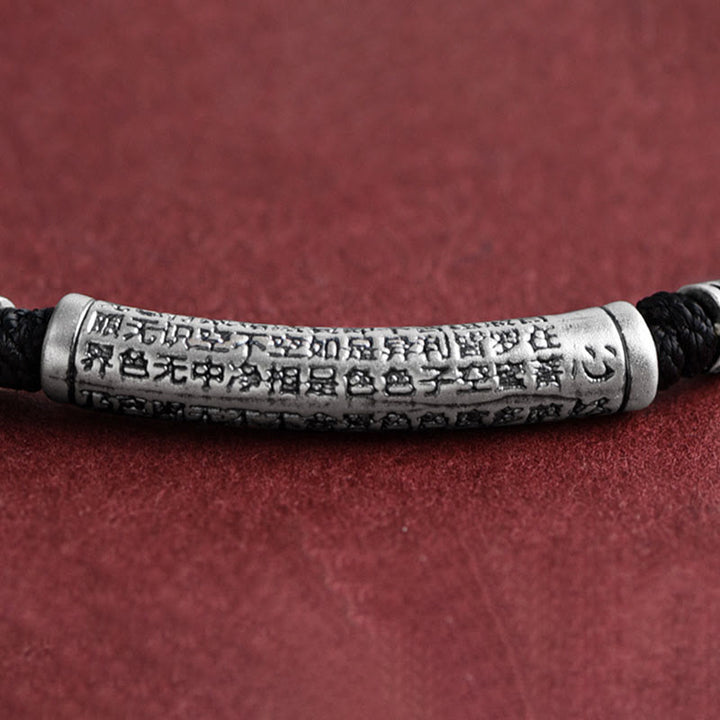 Buddha Stones 999 Sterling Silver Six True Word Heart Sutra String Necklace Pendant - image 3