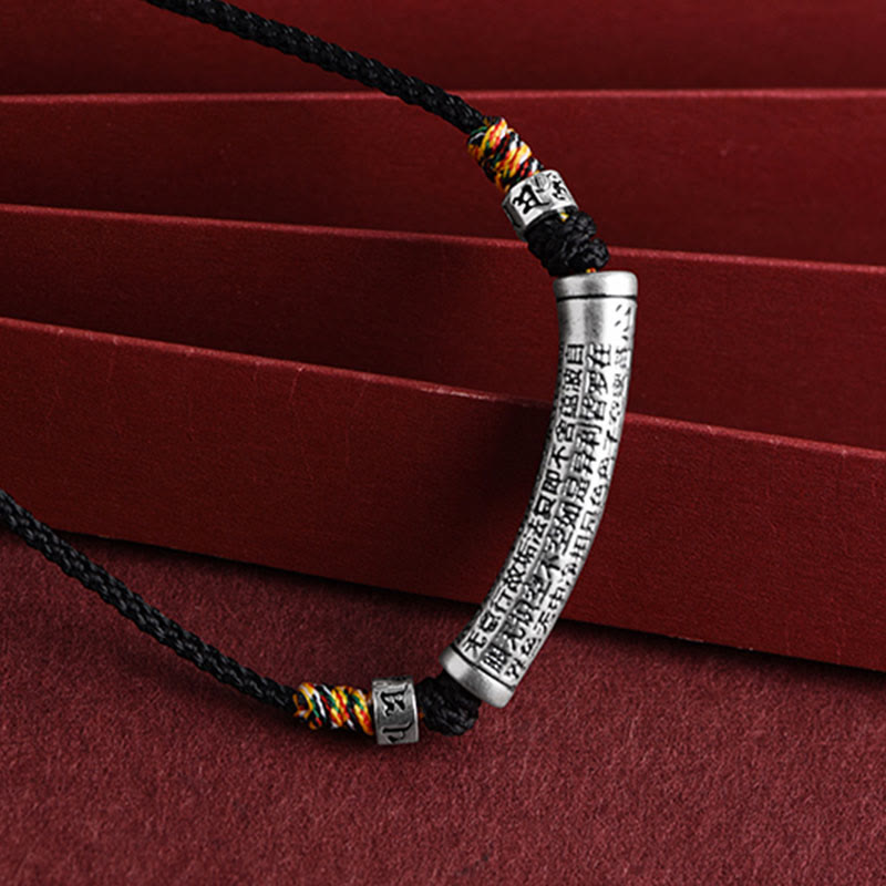 Buddha Stones 999 Sterling Silver Six True Word Heart Sutra String Necklace Pendant - image 3