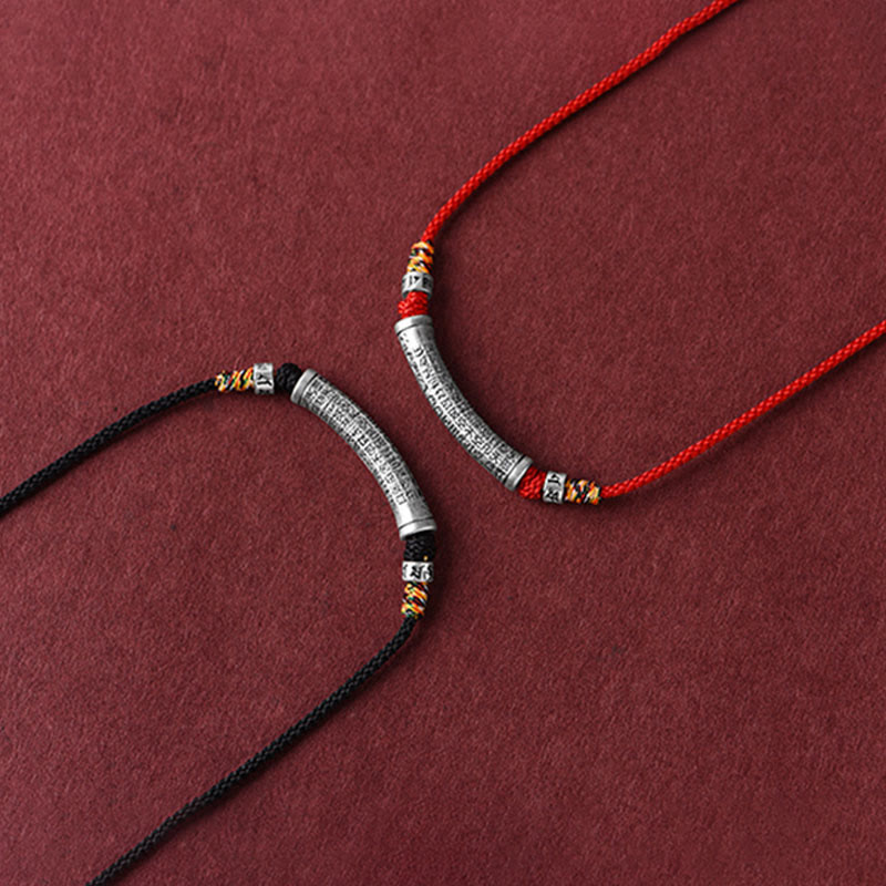 Buddha Stones 999 Sterling Silver Six True Word Heart Sutra String Necklace Pendant - image 14