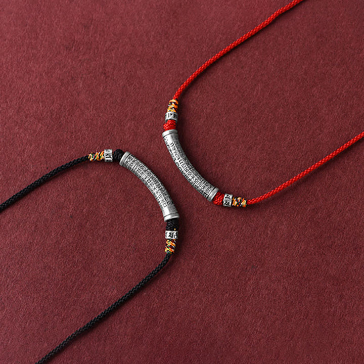 Buddha Stones 999 Sterling Silver Six True Word Heart Sutra String Necklace Pendant - image 14