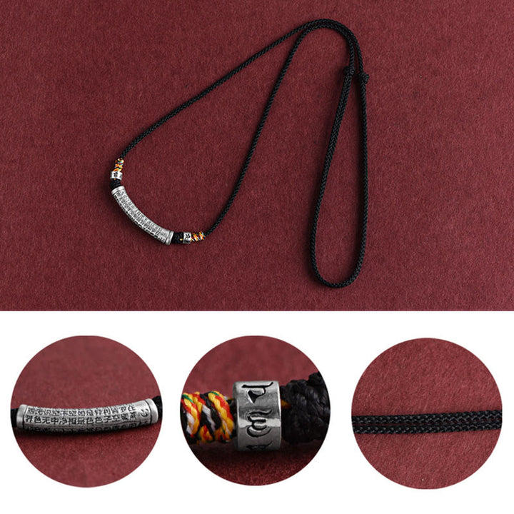 Buddha Stones 999 Sterling Silver Six True Word Heart Sutra String Necklace Pendant - image 9