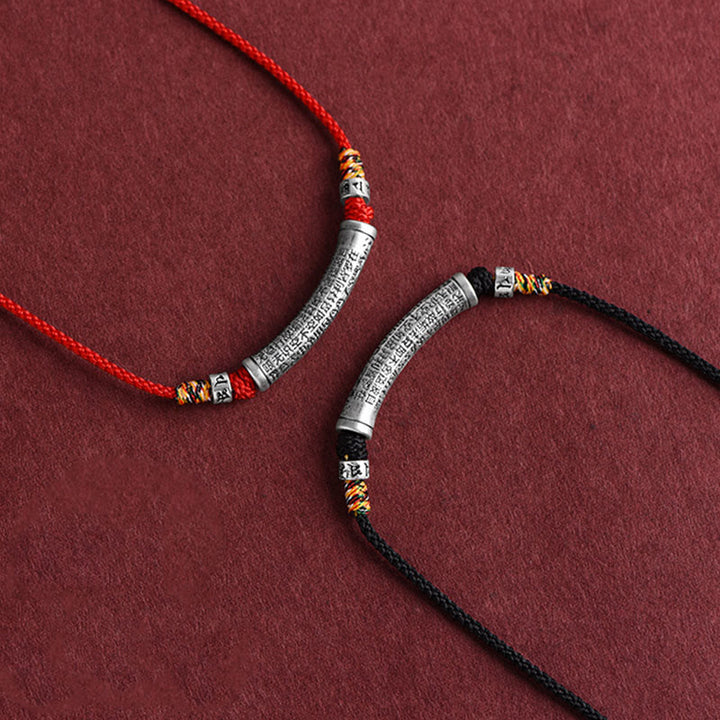 Buddha Stones 999 Sterling Silver Six True Word Heart Sutra String Necklace Pendant - image 16