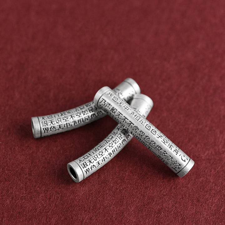 Buddha Stones 999 Sterling Silver Six True Word Heart Sutra String Necklace Pendant - image 4