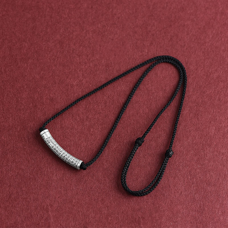 Buddha Stones 999 Sterling Silver Six True Word Heart Sutra String Necklace Pendant - image 19