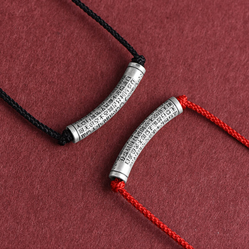 Buddha Stones 999 Sterling Silver Six True Word Heart Sutra String Necklace Pendant - image 27