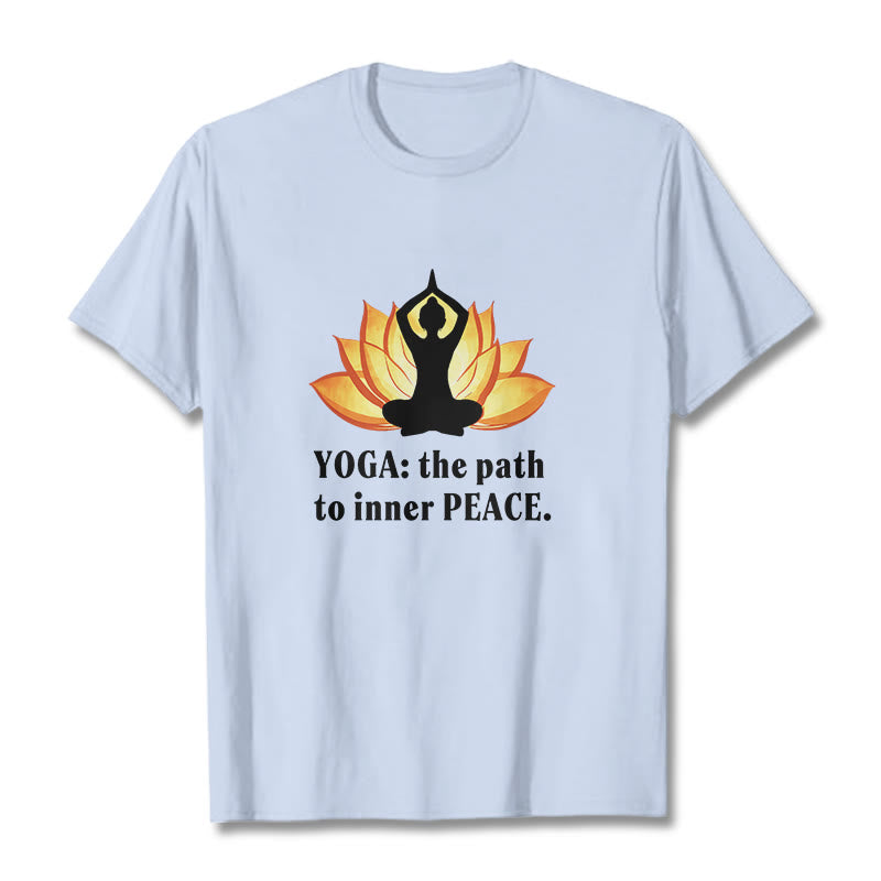 Buddha Stones Yoga The Path To Inner Peace Lotus Tee T-shirt - Light Cyan - 2XL - image 10