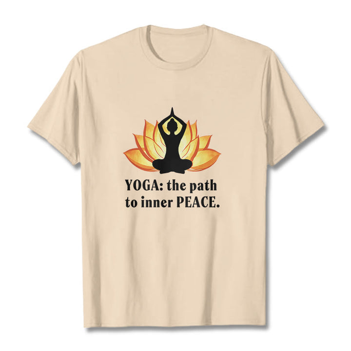 Buddha Stones Yoga The Path To Inner Peace Lotus Tee T-shirt - Bisque - 2XL - image 17