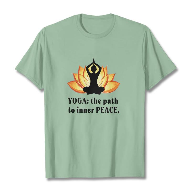 Buddha Stones Yoga The Path To Inner Peace Lotus Tee T-shirt - Pale Green - 2XL - image 13