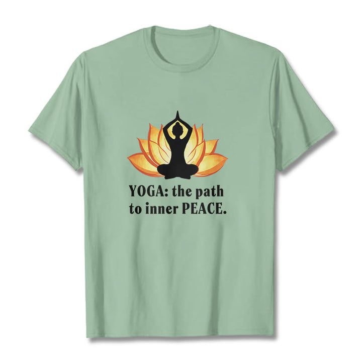 Buddha Stones Yoga The Path To Inner Peace Lotus Tee T-shirt - Pale Green - 2XL - image 13