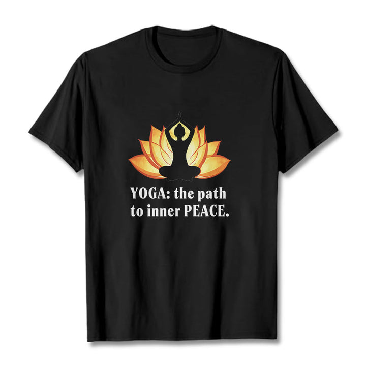 Buddha Stones Yoga The Path To Inner Peace Lotus Tee T-shirt - Black - 2XL - image 6