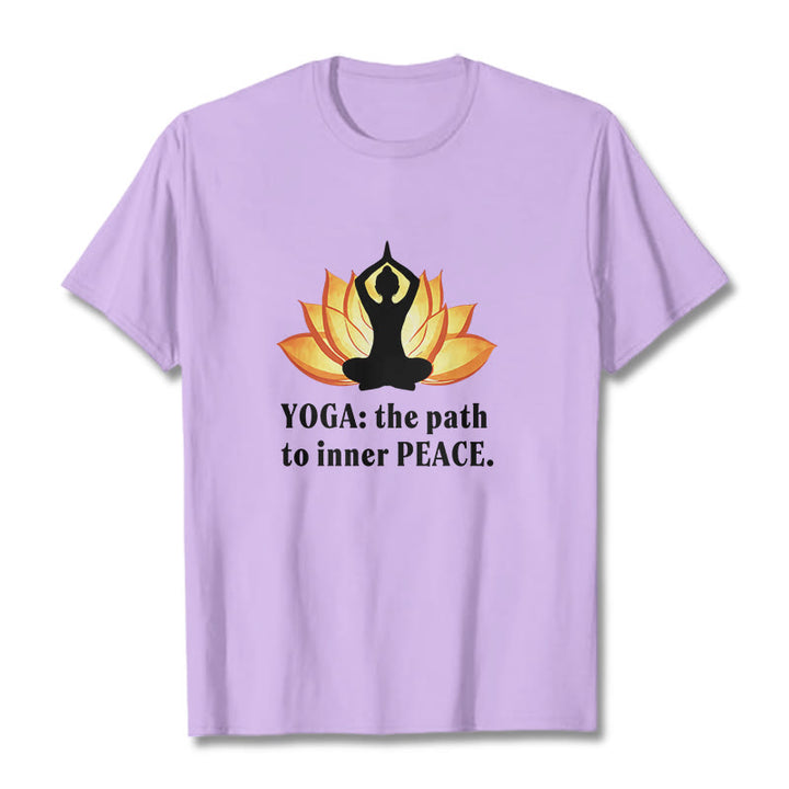 Buddha Stones Yoga The Path To Inner Peace Lotus Tee T-shirt - Plum - 2XL - image 15