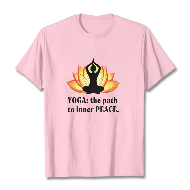 Buddha Stones Yoga The Path To Inner Peace Lotus Tee T-shirt - Light Pink - 2XL - image 11