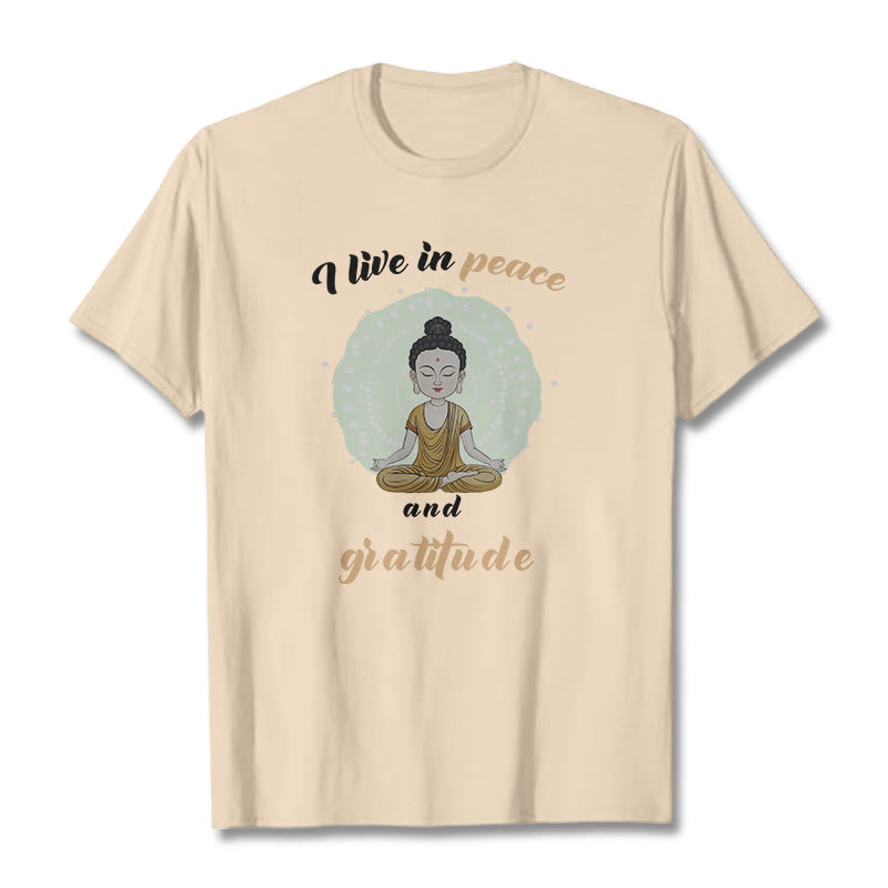 Buddha Stones I Live In Peace And Gratitude Illustration Buddha Tee T-shirt