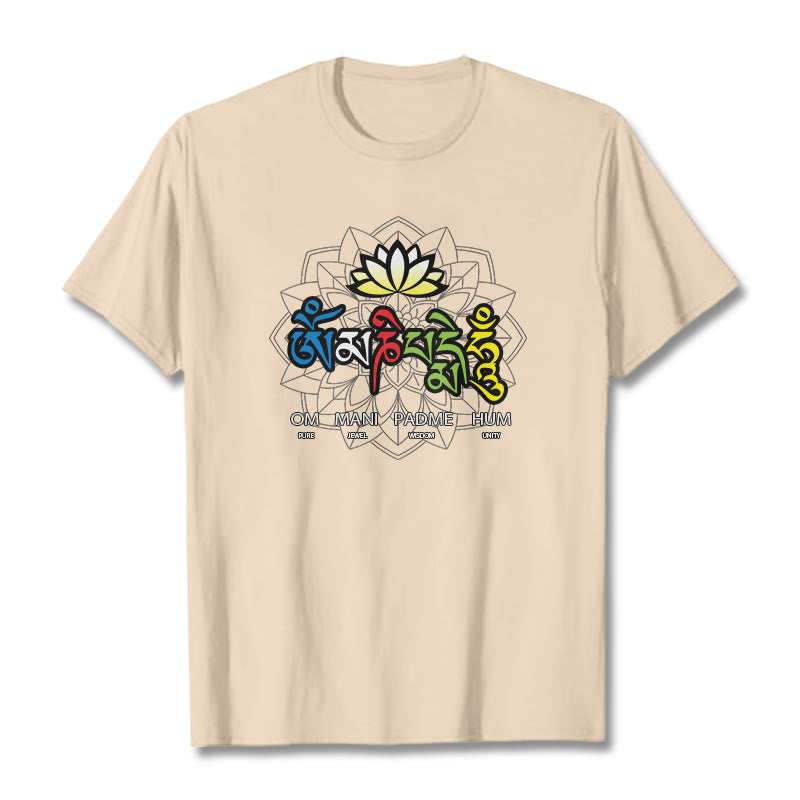 Buddha Stones Om Mani Padme Hum Lotus Tee T-shirt - Bisque - 2XL - image 18