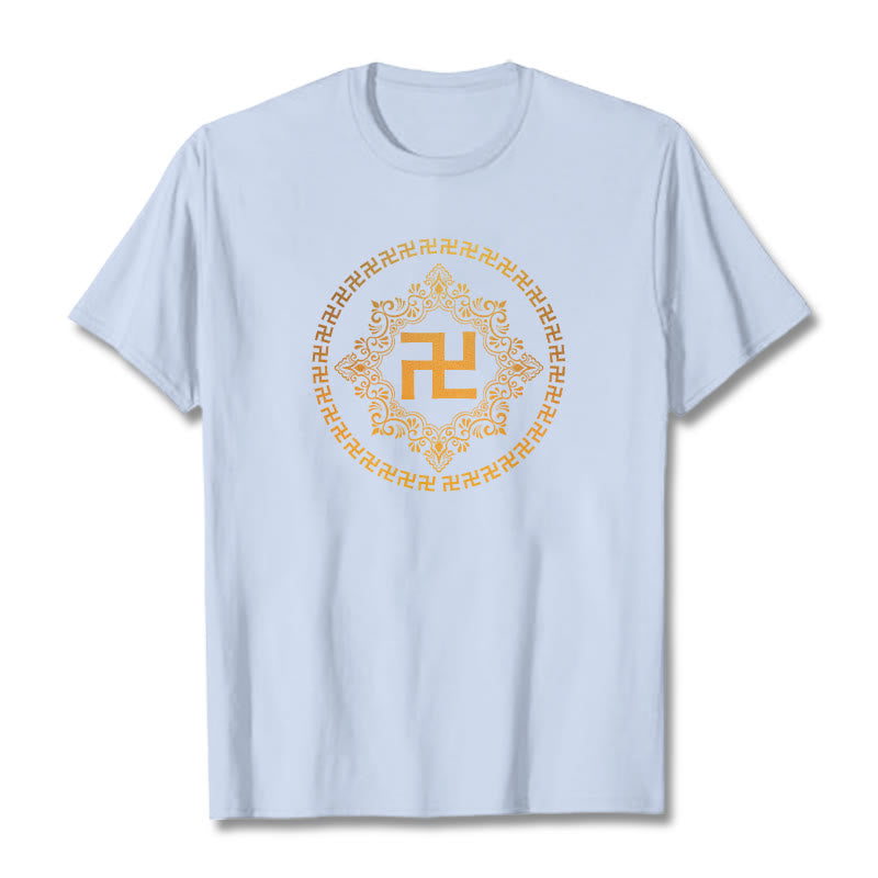 Buddha Stones Swastika Tee T-shirt - Light Cyan - 2XL - image 11