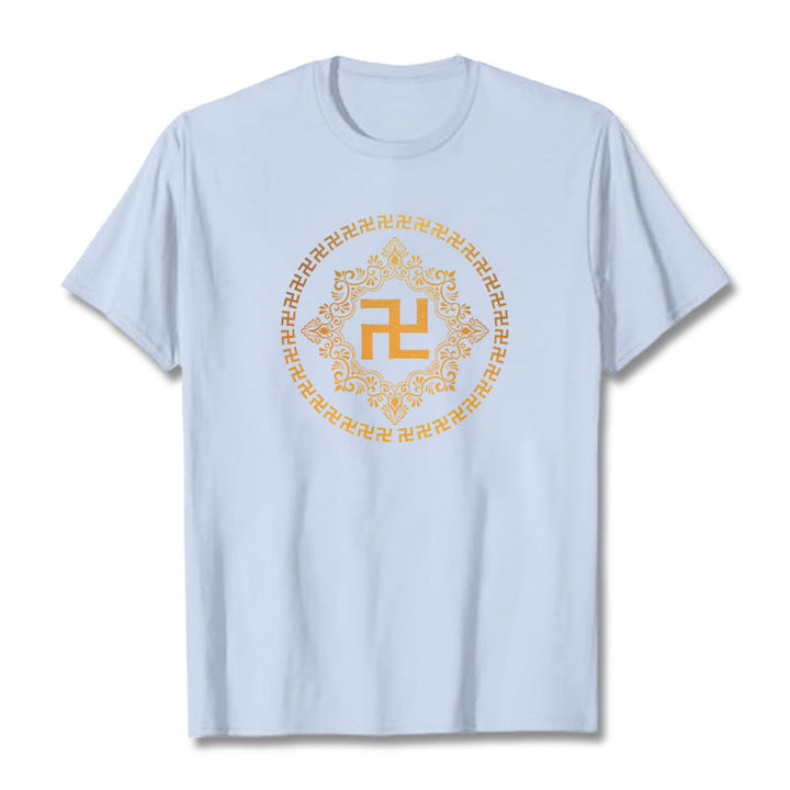 Buddha Stones Swastika Tee T-shirt - Light Cyan - 2XL - image 11