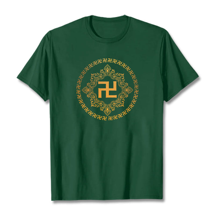 Buddha Stones Swastika Tee T-shirt - Forest Green - 2XL - image 5