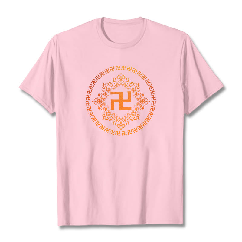 Buddha Stones Swastika Tee T-shirt - Light Pink - 2XL - image 12