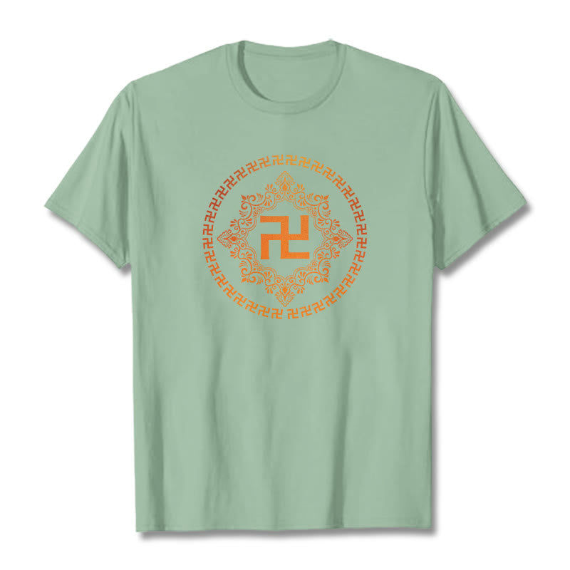 Buddha Stones Swastika Tee T-shirt - Pale Green - 2XL - image 14