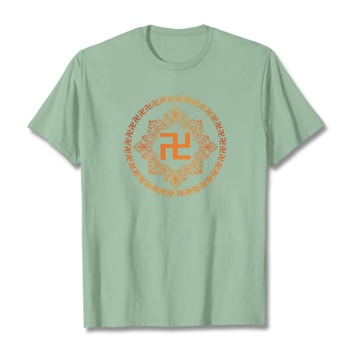 Buddha Stones Swastika Tee T-shirt - Pale Green - 2XL - image 14