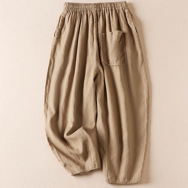 Buddha Stones Summer Small Flower Embroidery  Harem Pants With Pockets - image 4