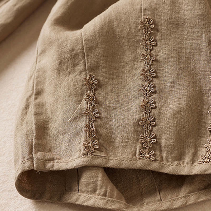 Buddha Stones Summer Small Flower Embroidery  Harem Pants With Pockets - image 10