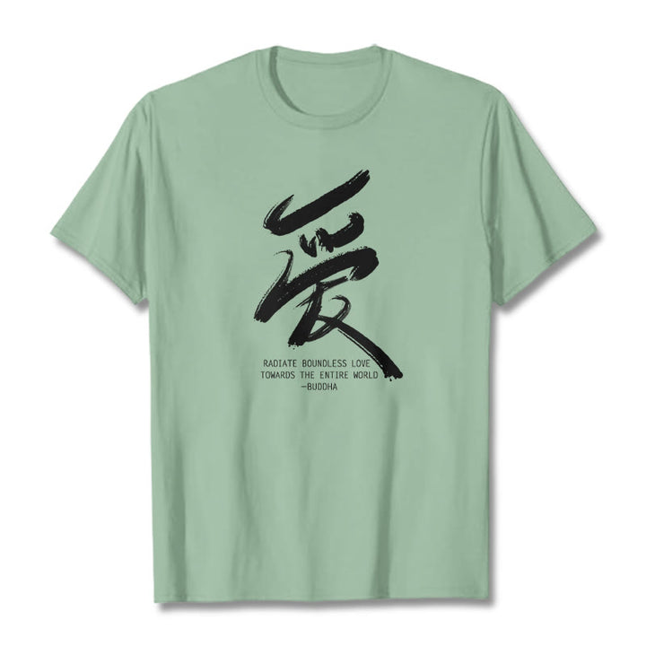 Buddha Stones Ai Radiate Boundless Love Towards The Entire World Tee T-shirt - Pale Green - 2XL - image 13