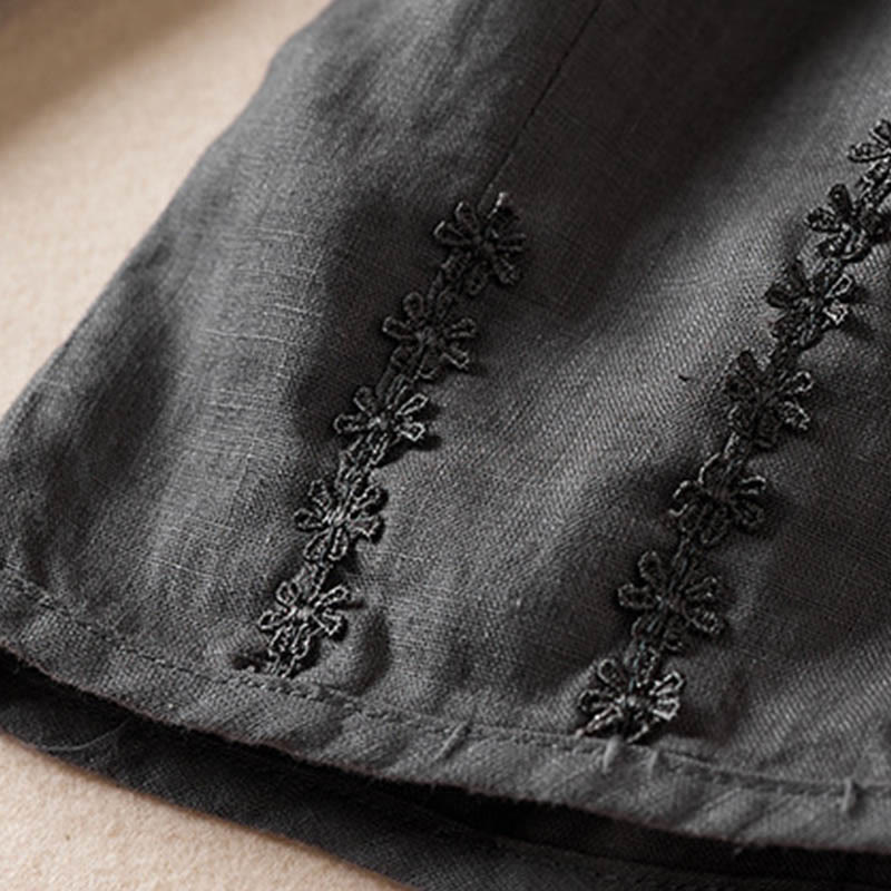 Buddha Stones Summer Small Flower Embroidery  Harem Pants With Pockets - image 44