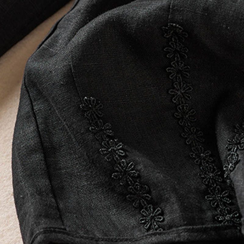 Buddha Stones Summer Small Flower Embroidery  Harem Pants With Pockets - image 53
