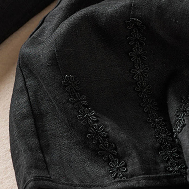 Buddha Stones Summer Small Flower Embroidery  Harem Pants With Pockets - image 53