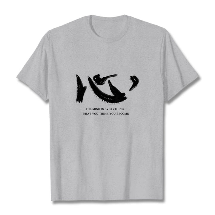 Buddha Stones Xin The Mind Is Everything Tee T-shirt - Light Grey - 2XL - image 18