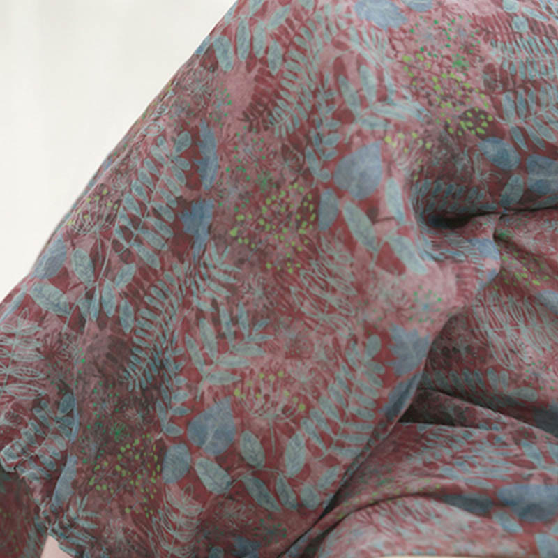 Buddha Stones Summer Women's Blue Leaves Plants Pants With Pockets - image 8