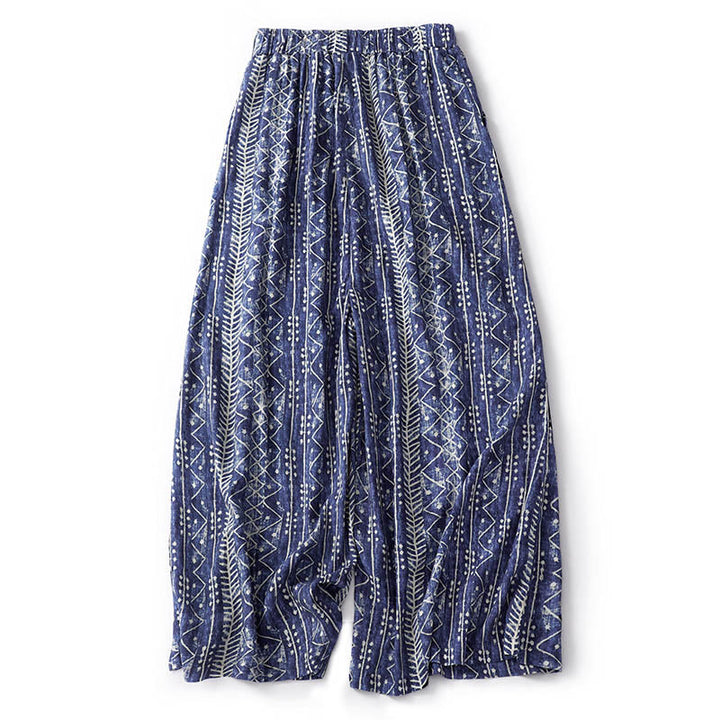 Buddha Stones Blue Stripes Print Wide Leg Pants With Pockets - image 11