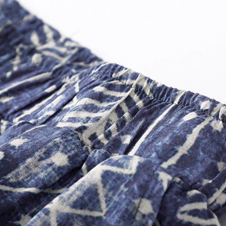 Buddha Stones Blue Stripes Print Wide Leg Pants With Pockets - image 4