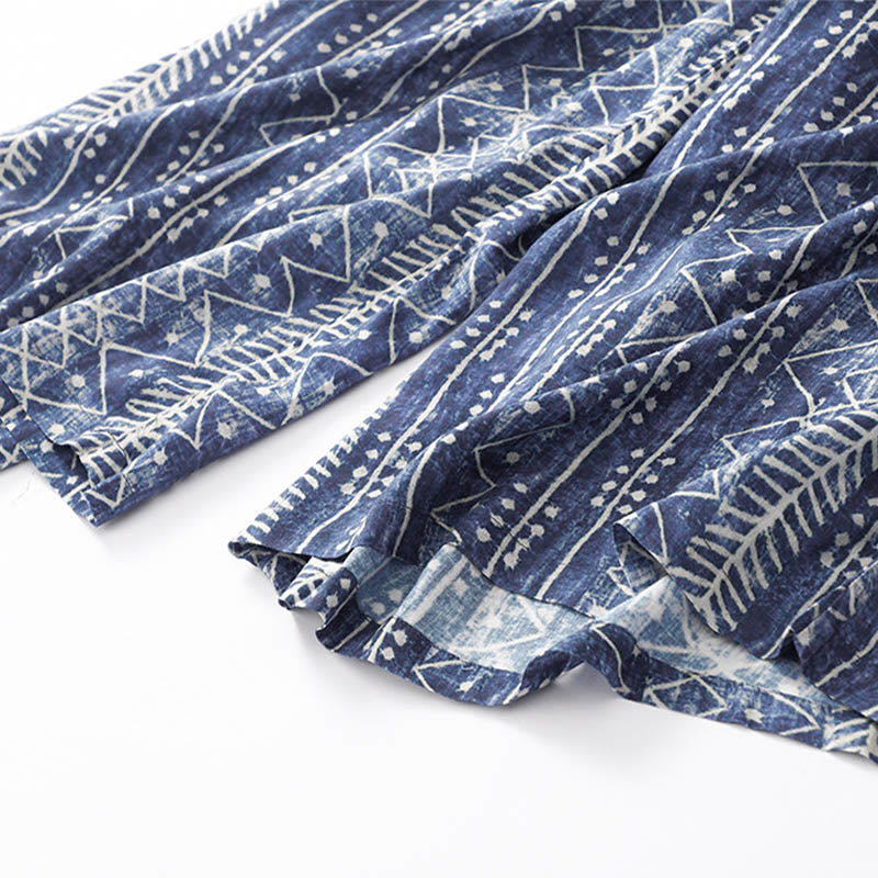 Buddha Stones Blue Stripes Print Wide Leg Pants With Pockets - image 10