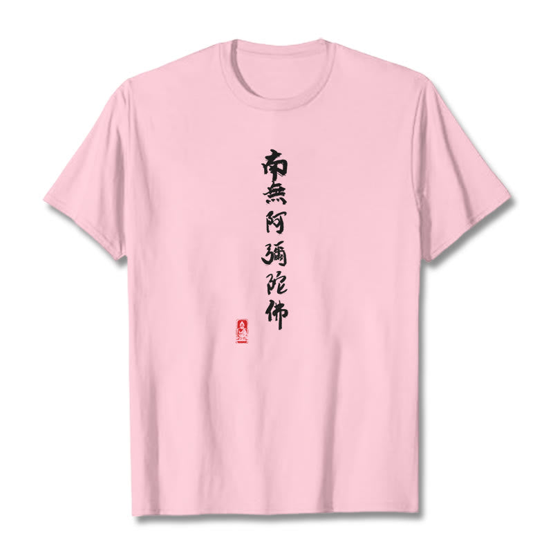 Buddha Stones Nan Wu E Mi Tuo Fo Tee T-shirt - Light Pink - 2XL - image 12