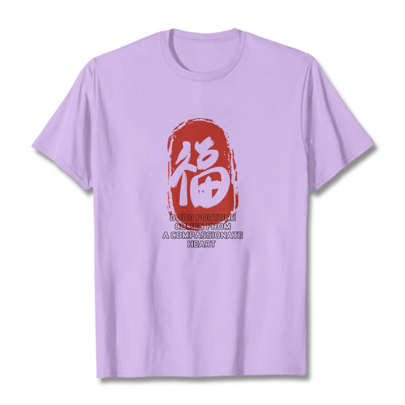 Buddha Stones Fu Good Fortune Comes From A Compassionate Heart Tee T-shirt - Plum - 2XL - image 17