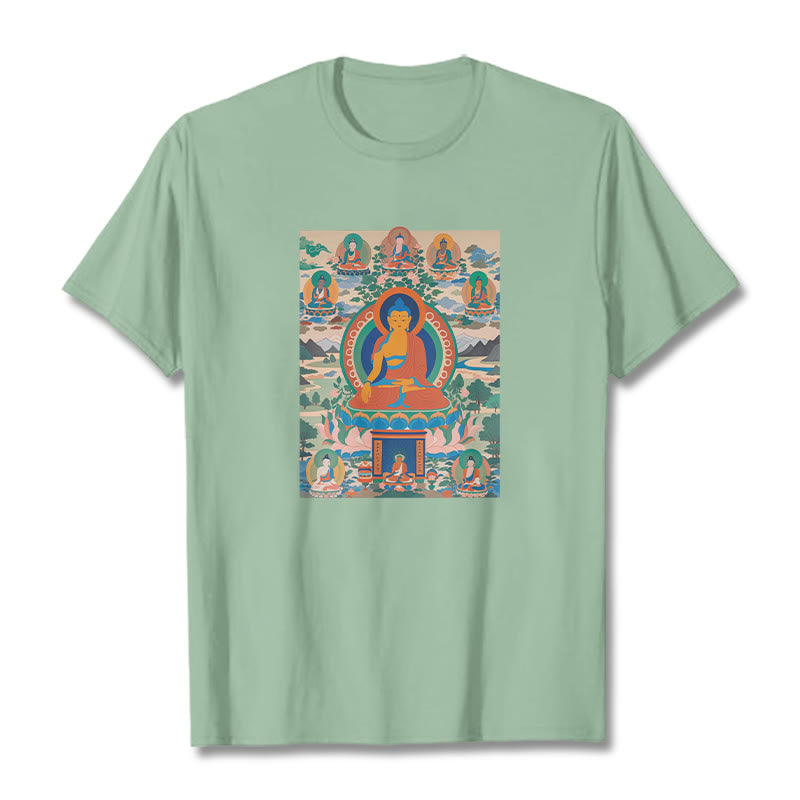 Buddha Stones The Medicine Buddha Sutra Transformed Into Art Tee T-shirt - Pale Green - 2XL - image 15
