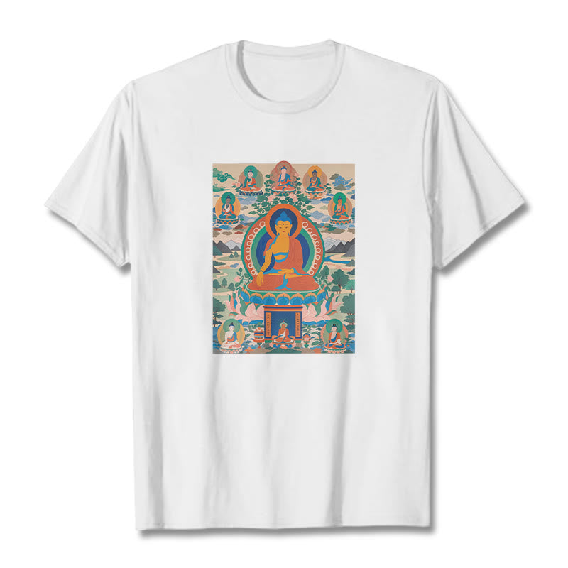 Buddha Stones The Medicine Buddha Sutra Transformed Into Art Tee T-shirt - White - 2XL - image 1