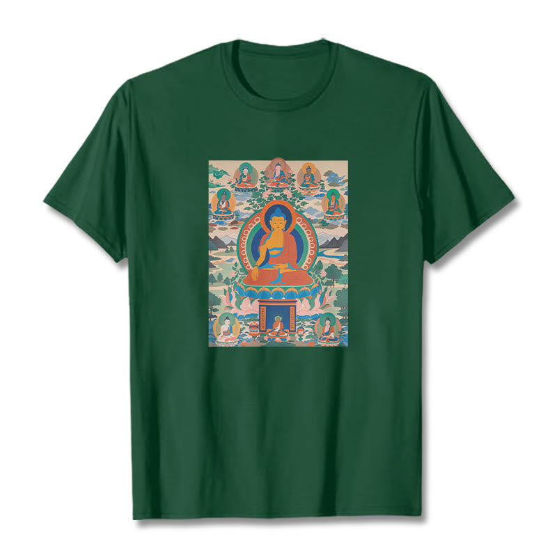 Buddha Stones The Medicine Buddha Sutra Transformed Into Art Tee T-shirt - Forest Green - 2XL - image 4