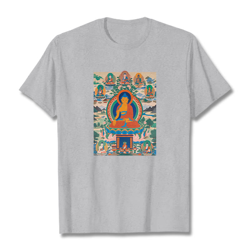 Buddha Stones The Medicine Buddha Sutra Transformed Into Art Tee T-shirt - Light Grey - 2XL - image 19