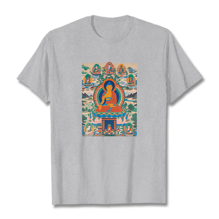 Buddha Stones The Medicine Buddha Sutra Transformed Into Art Tee T-shirt - Light Grey - 2XL - image 19