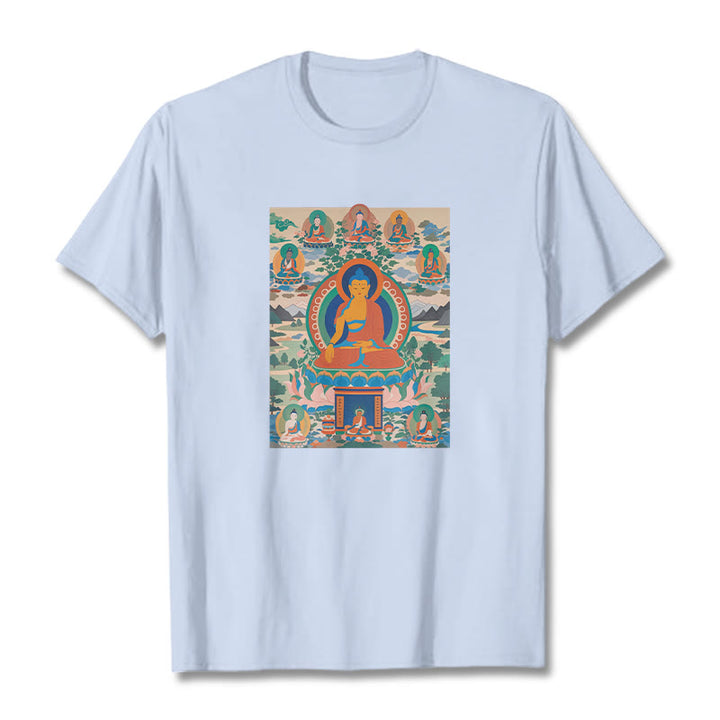 Buddha Stones The Medicine Buddha Sutra Transformed Into Art Tee T-shirt - Light Cyan - 2XL - image 10