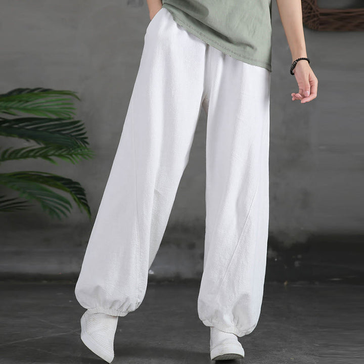 Buddha Stones Plain Color Ramie Linen Cotton Women's Pants With Pockets - image 32