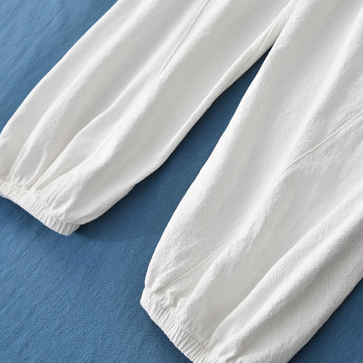 Buddha Stones Plain Color Ramie Linen Cotton Women's Pants With Pockets - image 35