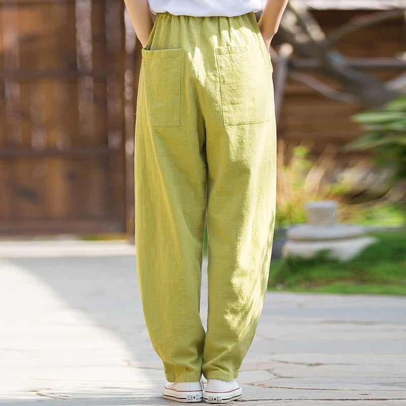 Buddha Stones Casual Ramie Linen Cotton Yoga Pants With Pockets - image 2