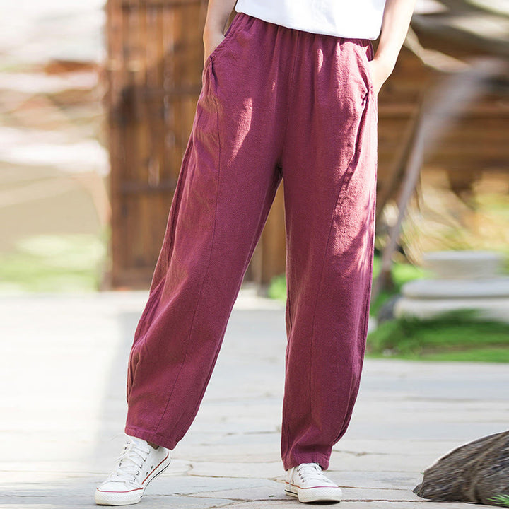 Buddha Stones Casual Ramie Linen Cotton Yoga Pants With Pockets - image 19