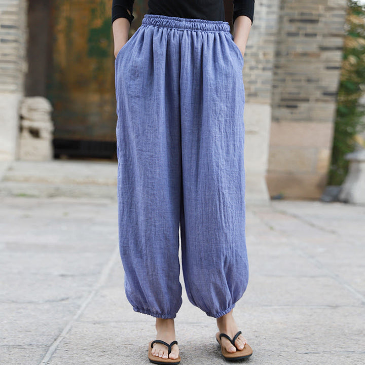 Buddha Stones Casual Summer Women's Cotton Pants With Pockets - CornflowerBlue - US4-6，UK/AU8-10，EU36-38 (F) - image 26